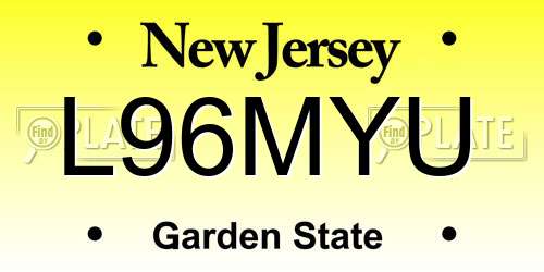 L96MYU New Jersey License Plate