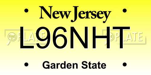 L96NHT New Jersey License Plate