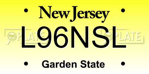 L96NSL New Jersey License Plate