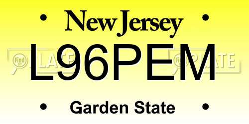 L96PEM New Jersey License Plate