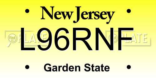 L96RNF New Jersey License Plate