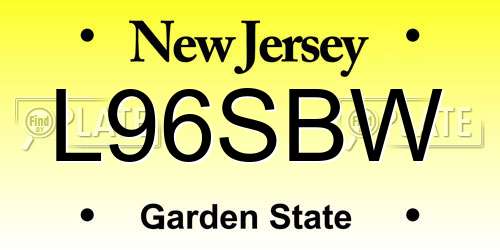 L96SBW New Jersey License Plate
