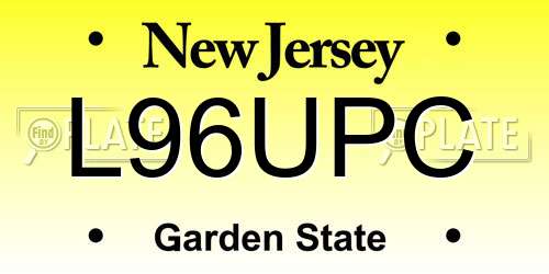 L96UPC New Jersey License Plate