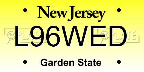 L96WED New Jersey License Plate