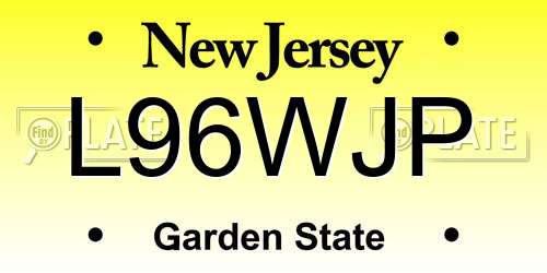 L96WJP New Jersey License Plate
