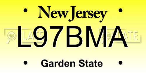 L97BMA New Jersey License Plate