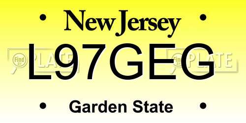 L97GEG New Jersey License Plate