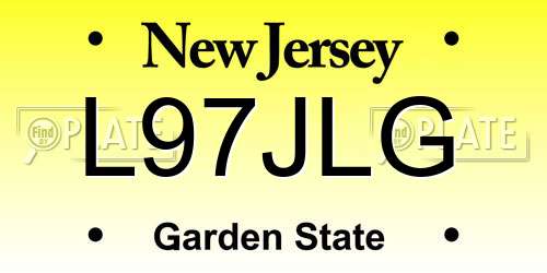 L97JLG New Jersey License Plate