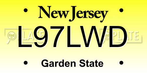 L97LWD New Jersey License Plate