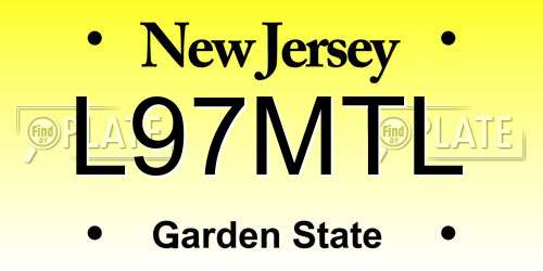 L97MTL New Jersey License Plate