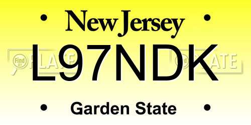 L97NDK New Jersey License Plate