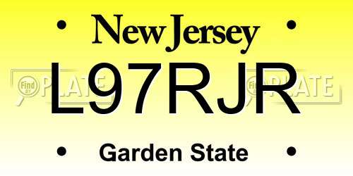 L97RJR New Jersey License Plate