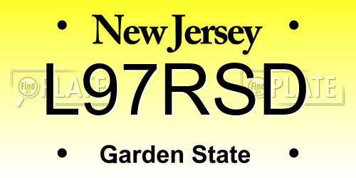 L97RSD New Jersey License Plate