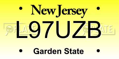 L97UZB New Jersey License Plate