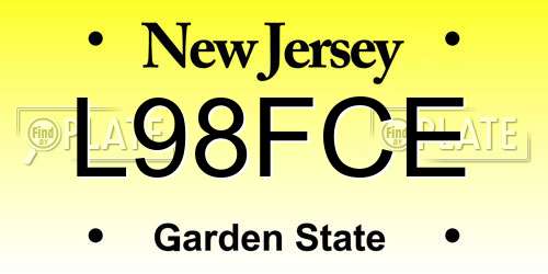 L98FCE New Jersey License Plate