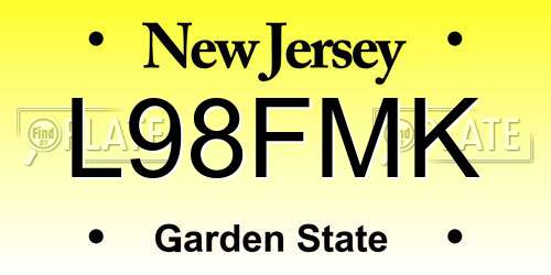 L98FMK New Jersey License Plate
