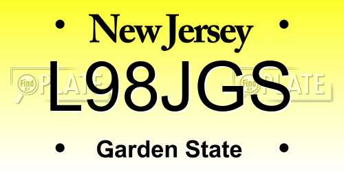L98JGS New Jersey License Plate