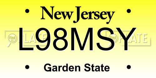 L98MSY New Jersey License Plate