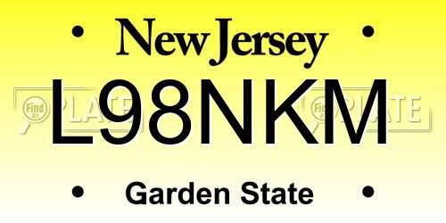 L98NKM New Jersey License Plate
