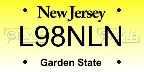 L98NLN New Jersey License Plate