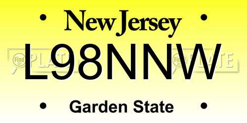 L98NNW New Jersey License Plate