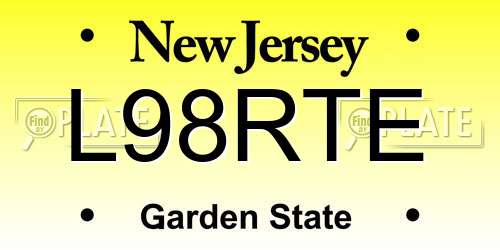 L98RTE New Jersey License Plate
