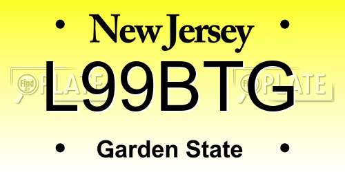 L99BTG New Jersey License Plate