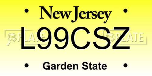 L99CSZ New Jersey License Plate