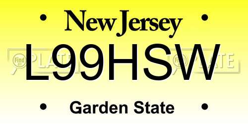 L99HSW New Jersey License Plate