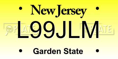 L99JLM New Jersey License Plate