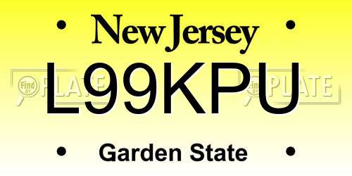 L99KPU New Jersey License Plate