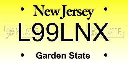 L99LNX New Jersey License Plate