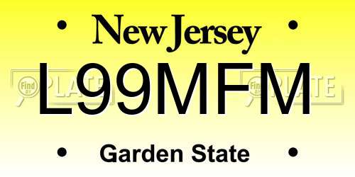 L99MFM New Jersey License Plate