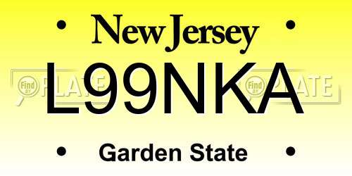 L99NKA New Jersey License Plate