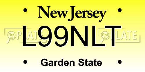 L99NLT New Jersey License Plate