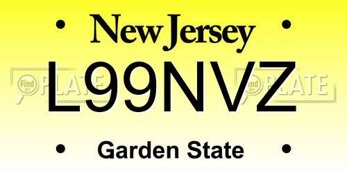 L99NVZ New Jersey License Plate