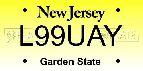 L99UAY New Jersey License Plate