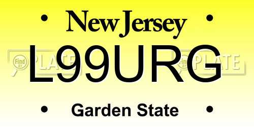 L99URG New Jersey License Plate