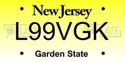 L99VGK New Jersey License Plate