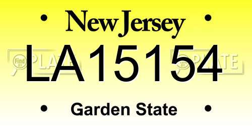 LA15154 New Jersey License Plate