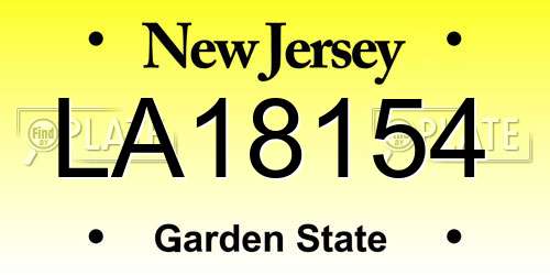 LA18154 New Jersey License Plate