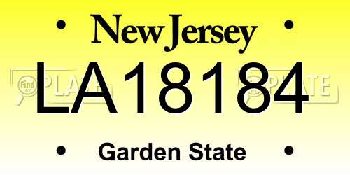 LA18184 New Jersey License Plate