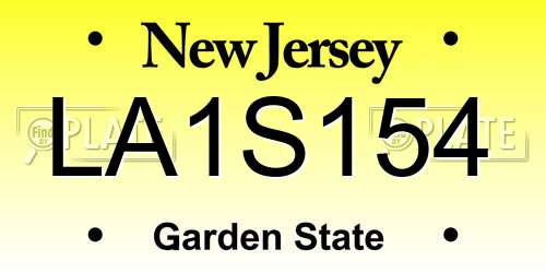 LA1S154 New Jersey License Plate