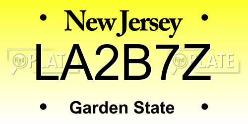 LA2B7Z New Jersey License Plate