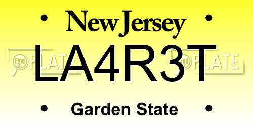 LA4R3T New Jersey License Plate