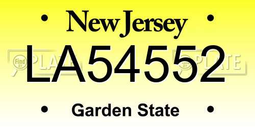 LA54552 New Jersey License Plate