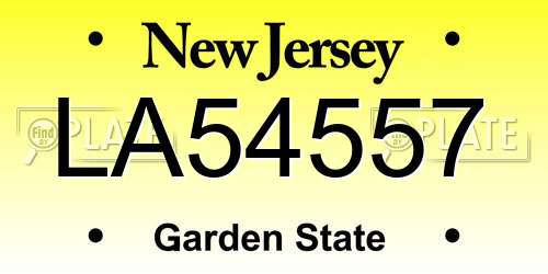 LA54557 New Jersey License Plate