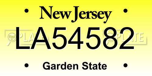 LA54582 New Jersey License Plate