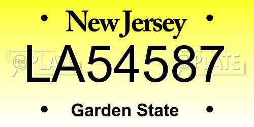 LA54587 New Jersey License Plate