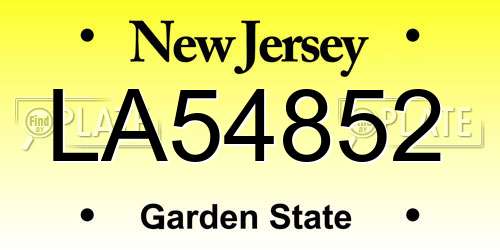 LA54852 New Jersey License Plate
